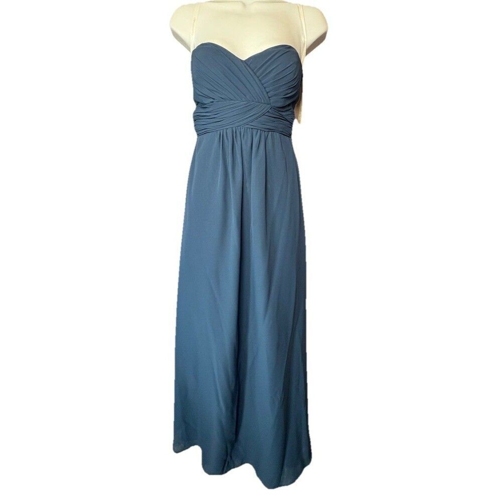 Christina Wu Celebration Navy Chiffon Bridesmaid Dress Size 6 Strapless BM39 NWT - Picture 7 of 7